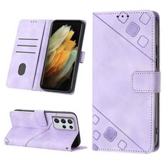 Custodia in pelle goffrata per Samsung Galaxy S21 Ultra 5G (viola chiaro)