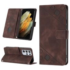 Custodia in pelle goffrata per Samsung Galaxy S21 Ultra 5G (marrone)