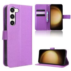 Custodia in pelle per Samsung Galaxy S23 5G Diamond Texture (viola)