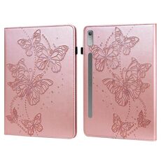 Per Lenovo Pad Pro 2022 11,2 pollici / Tab P11 Pro Gen 2 Custodia per tablet in pelle con motivo a farfalla in rilievo (rosa)