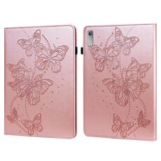 Per Lenovo Pad Plus 2023 11,5 pollici / Tab P11 Gen 2 Custodia per tablet in pelle con motivo a farfalla in rilievo (rosa)