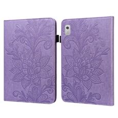 Per Lenovo Tab M8 4a generazione Custodia per tablet in pelle con motivo floreale goffrato in pizzo (viola)