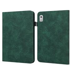 Per Lenovo Tab M8 4a generazione Custodia per tablet in pelle con motivo floreale goffrato in pizzo (verde)