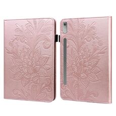 Per Lenovo Pad Pro 2022 11,2 pollici / Tab P11 Pro Gen 2 Custodia per tablet in pelle con motivo floreale goffrato in pizzo (oro)