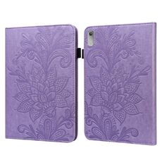 Per Lenovo Pad Plus 2023 11,5 pollici / Tab P11 Gen 2 Custodia per tablet in pelle con motivo floreale goffrato in pizzo (viola)