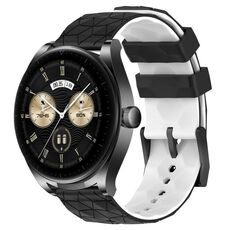 Per Huawei Watch Buds 22mm Modello di calcio Cinturino in silicone bicolore (nero + bianco)