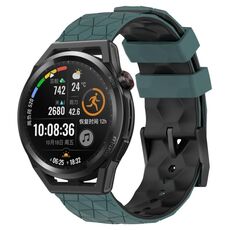 Per Huawei Watch GT Runner 22mm Cinturino in silicone bicolore con motivo a calcio (verde oliva + nero)