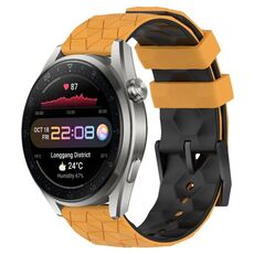 Per Huawei Watch 3 Pro Nuovo cinturino in silicone bicolore da 22 mm con motivo a calcio (giallo + nero)