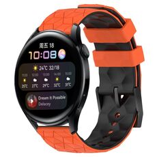 Per Huawei Watch 3 22mm Cinturino in silicone bicolore modello calcio (arancione + nero)