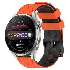Per Huawei Watch 3 Pro 22mm Cinturino in silicone bicolore con motivo a calcio (arancione + nero)