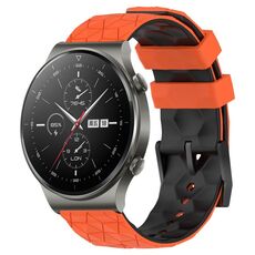 Per Huawei GT2 Pro 22mm Cinturino in silicone bicolore con motivo a calcio (arancione + nero)