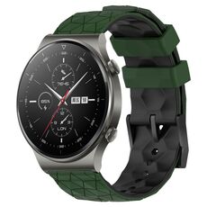 Per Huawei GT2 Pro 22mm Cinturino in silicone bicolore con motivo a calcio (verde militare + nero)