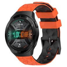 Per Huawei Watch GT 2E 22mm Cinturino in silicone bicolore con motivo a calcio (arancione + nero)