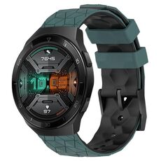 Per Huawei Watch GT 2E 22mm Cinturino in silicone bicolore con motivo a calcio (verde oliva + nero)