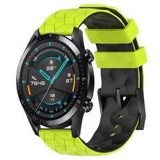 Per Huawei GT2 46mm 22mm Cinturino in silicone bicolore con motivo a calcio (verde lime + nero)