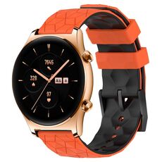 For Honor Watch GS 3 22mm Cinturino in silicone bicolore con motivo a calcio (arancione + nero)