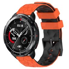 For Honor Watch GS Pro 22mm Cinturino in silicone bicolore con motivo a calcio (arancione + nero)