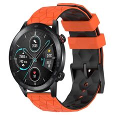 Per Honor Magic Watch 2 46mm 22mm Modello di calcio Cinturino in silicone bicolore (arancione + nero)