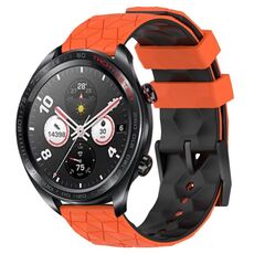 For Honor Watch Dream 22mm Cinturino in silicone bicolore con motivo a calcio (arancione + nero)