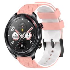 For Honor Watch Dream 22mm Cinturino per orologio in silicone bicolore con motivo a calcio (rosa + bianco)