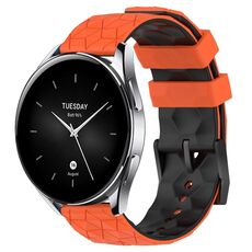 Per Xiaomi MI Watch S2 Cinturino per orologio in silicone bicolore da 22 mm con motivo a calcio (arancione + nero)