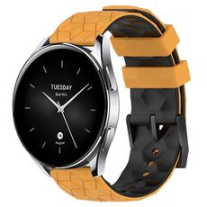 Per Xiaomi MI Watch S2 Cinturino per orologio in silicone bicolore da 22 mm con motivo a calcio (giallo + nero)