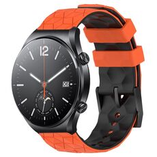 Per Xiaomi MI Watch S1 Cinturino per orologio in silicone bicolore da 22 mm con motivo a calcio (arancione + nero)