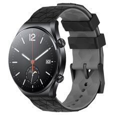 Per Xiaomi MI Watch S1 Cinturino per orologio in silicone bicolore da 22 mm con motivo a calcio (nero + grigio)