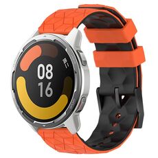 Per Xiaomi MI Watch Color 2 22mm Football Pattern Cinturino in silicone bicolore (arancione + nero)