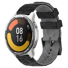 Per Xiaomi MI Watch Color 2 22mm Football Pattern Cinturino in silicone bicolore (nero + grigio)