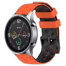Per Xiaomi MI Watch Color 22mm Football Pattern Cinturino in silicone bicolore (arancione + nero)