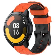Per Xiaomi MI Watch S1 Active 22mm Football Pattern Cinturino in silicone bicolore (arancione + nero)