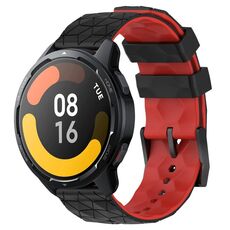 Per Xiaomi MI Watch S1 Active 22mm Cinturino in silicone bicolore con motivo a calcio (nero + rosso)