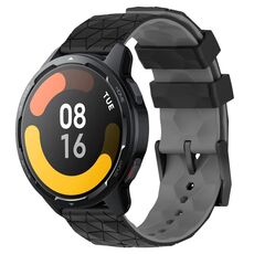 Per Xiaomi MI Watch S1 Active 22mm Cinturino in silicone bicolore con motivo a calcio (nero + grigio)