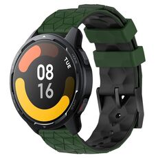Per Xiaomi MI Watch S1 Active 22mm Cinturino per orologio in silicone bicolore con motivo a calcio (verde militare + nero)