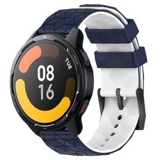 Per Xiaomi MI Watch S1 Active 22mm Cinturino in silicone bicolore con motivo a calcio (blu notte + bianco)