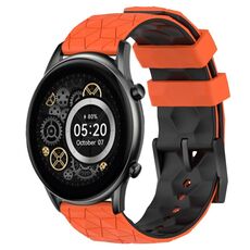 Per Xiaomi Haylou RT2 LS10 Cinturino per orologio in silicone bicolore da 22 mm con motivo a calcio (arancione + nero)