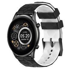 Per Xiaomi Haylou RT2 LS10 Cinturino per orologio in silicone bicolore da 22 mm con motivo a calcio (nero + bianco)