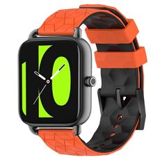 Per Xiaomi Haylou RS4 LS12 Cinturino per orologio in silicone bicolore da 22 mm con motivo a calcio (arancione + nero)