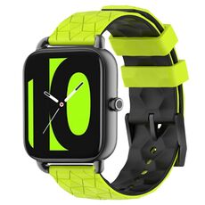 Per Xiaomi Haylou RS4 LS12 Cinturino per orologio in silicone bicolore da 22 mm con motivo a calcio (verde lime + nero)