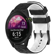 Per Garmin Forerunner 255 22mm Cinturino in silicone bicolore con motivo a calcio (nero + bianco)