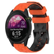 Per Garmin Forerunner 255 Music 22mm Cinturino per orologio in silicone bicolore con motivo a calcio (arancione + nero)