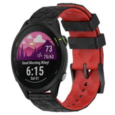 Per Garmin Forerunner 255 Music 22mm Modello di calcio Cinturino in silicone bicolore (nero + rosso)