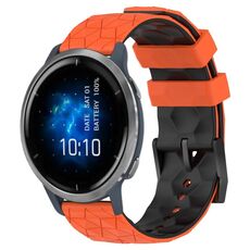 Per Garmin Venu 2 22mm Cinturino in silicone bicolore con motivo a calcio (arancione + nero)