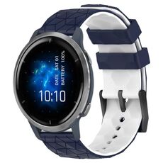 Per Garmin Venu 2 22mm Cinturino in silicone bicolore con motivo a calcio (blu notte + bianco)