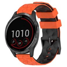 Per Garmin Vivoactive4 22mm Cinturino per orologio in silicone bicolore con motivo a calcio (arancione + nero)