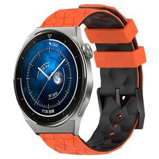 Per Huawei Watch GT3 Pro 43mm 20mm Cinturino in silicone bicolore con motivo a calcio (arancione + nero)