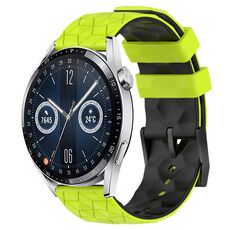 Per Huawei Watch GT3 42mm 20mm Cinturino in silicone bicolore con motivo a calcio (verde lime + nero)