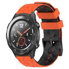 Per Huawei Watch 2 Cinturino in silicone bicolore da 20 mm con motivo a calcio (arancione + nero)