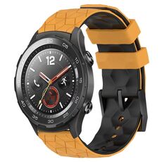 Per Huawei Watch 2 Cinturino in silicone bicolore da 20 mm con motivo a calcio (giallo + nero)